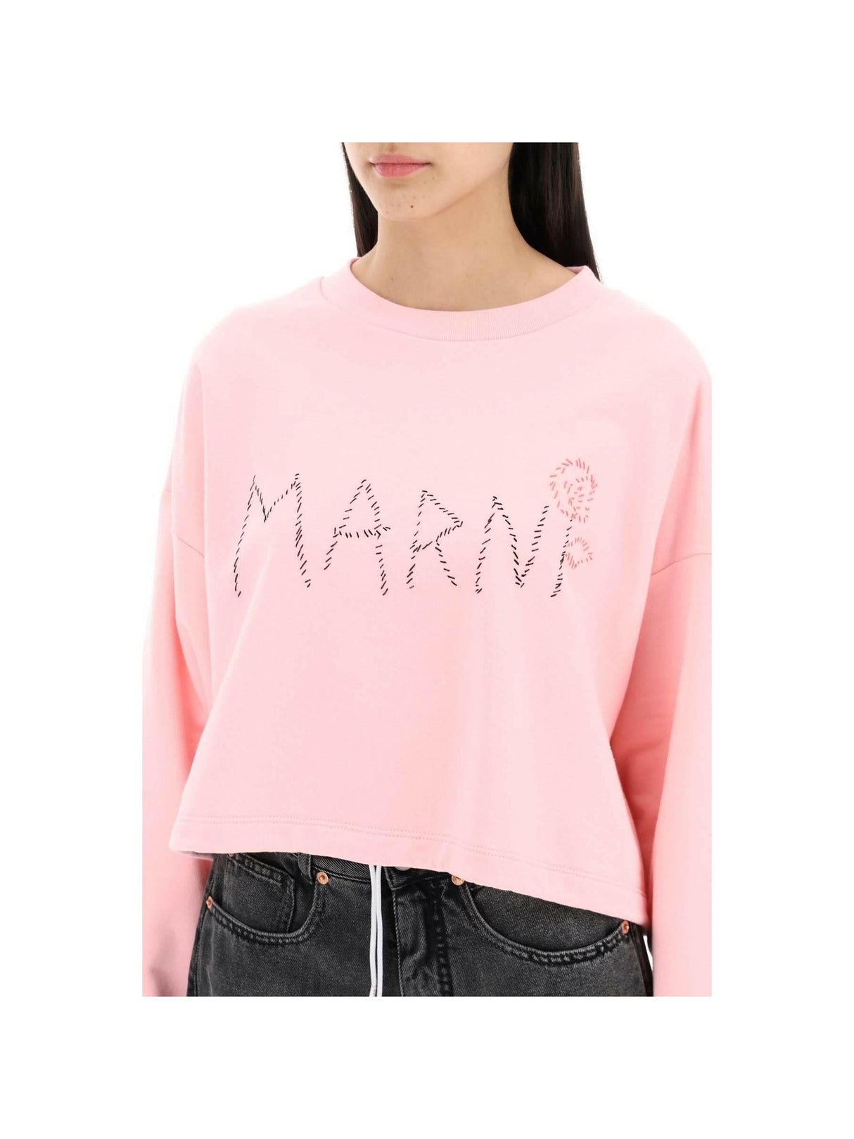 Magnolia Pink Embroidered Organic Cotton Sweatshirt MARNI JOHN JULIA.