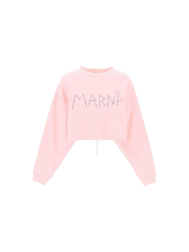 Magnolia Pink Embroidered Organic Cotton Sweatshirt MARNI JOHN JULIA.