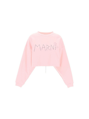 Magnolia Pink Embroidered Organic Cotton Sweatshirt MARNI JOHN JULIA.