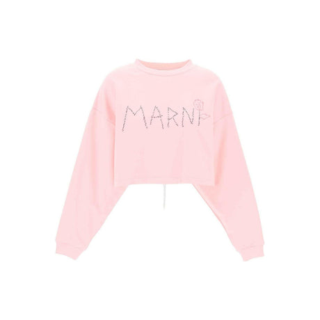 Magnolia Pink Embroidered Organic Cotton Sweatshirt MARNI JOHN JULIA.