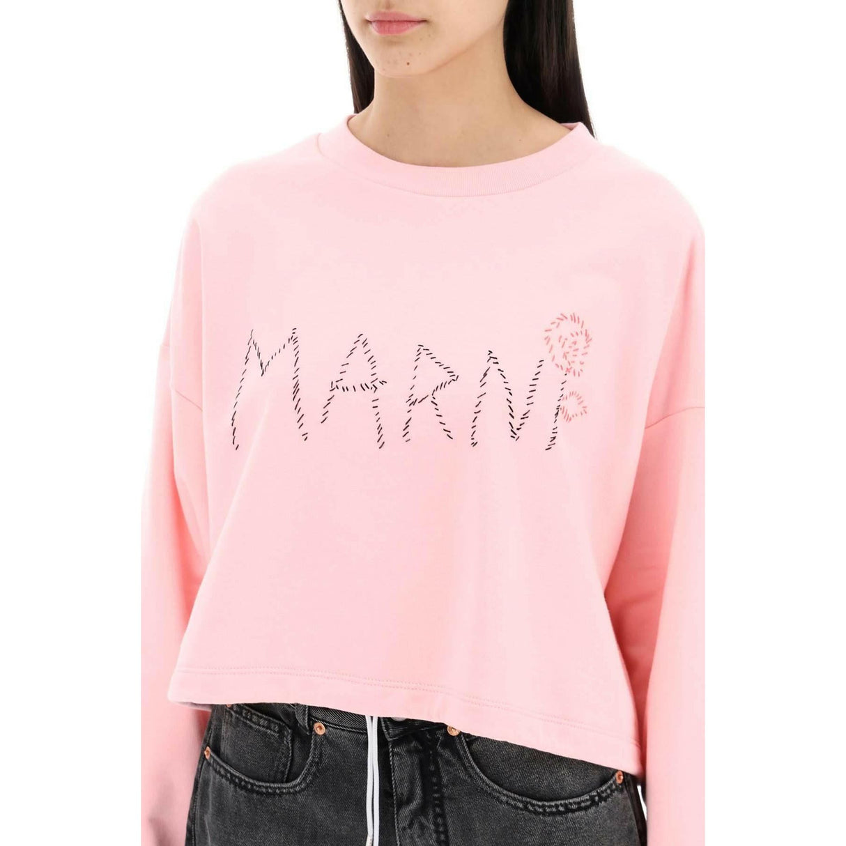 Magnolia Pink Embroidered Organic Cotton Sweatshirt MARNI JOHN JULIA.