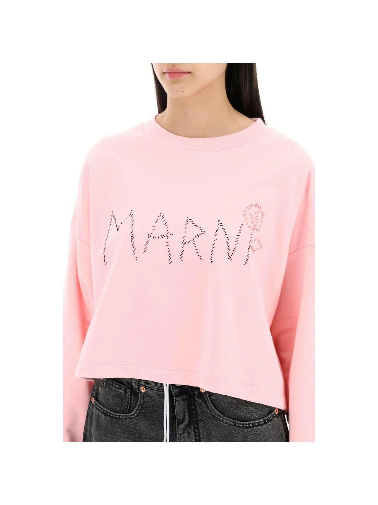 Magnolia Pink Embroidered Organic Cotton Sweatshirt MARNI JOHN JULIA.