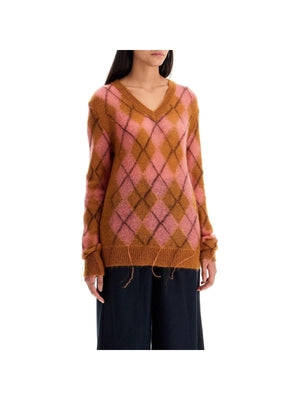 Mohair Argyle Floating Thread Sweater.