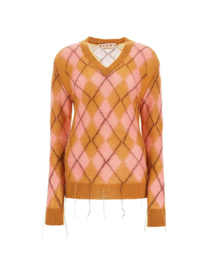 Mohair Argyle Floating Thread Sweater.