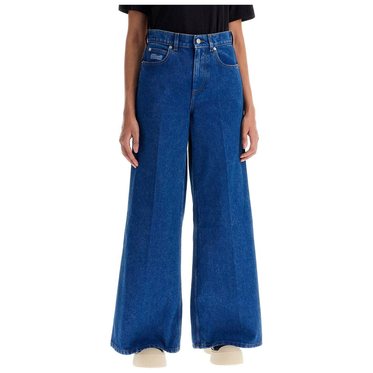 Wide Flared Leg Jeans With A.