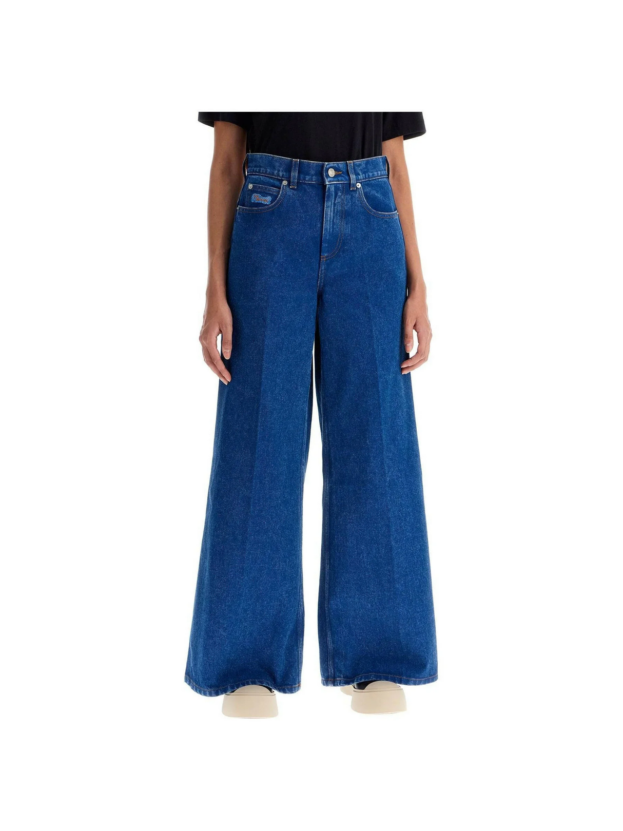 Wide Flared Leg Jeans With A.