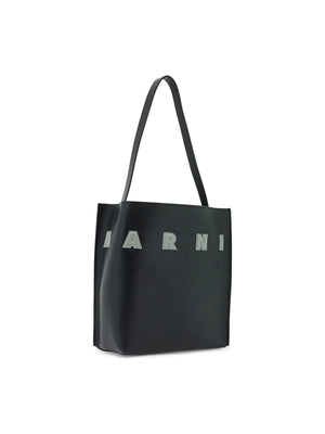 Black leather tote bag featuring MARNI cutout design, perfect for a Museo Hobo Bag