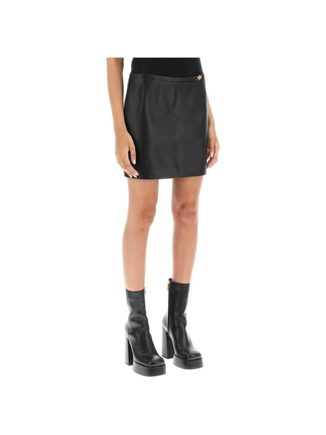 VERSACE-Medusa 95 Leather Mini Skirt-JOHN JULIA