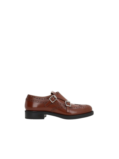 Miu Miu Brushed Leather Monk Strap Shoes-MIU MIU-JOHN JULIA