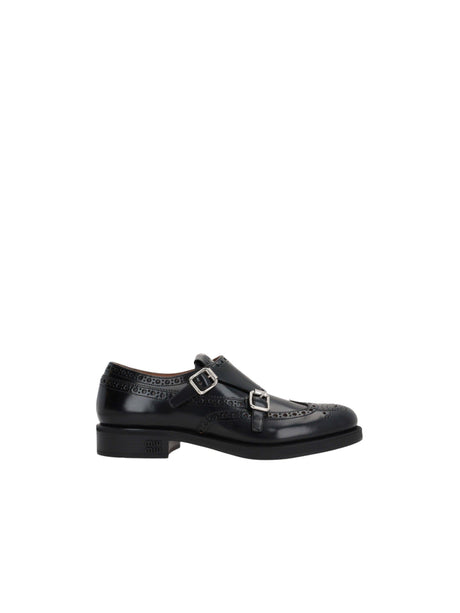 Miu Miu Brushed Leather Monk Strap Shoes-MIU MIU-JOHN JULIA