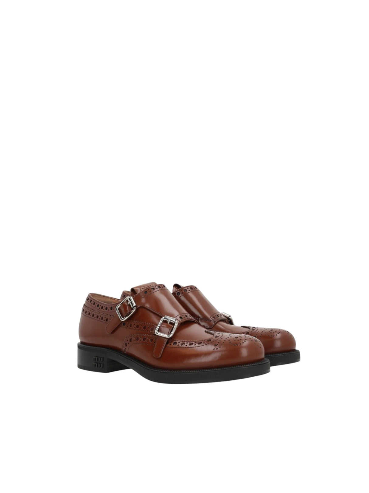 Miu Miu Brushed Leather Monk Strap Shoes-MIU MIU-JOHN JULIA