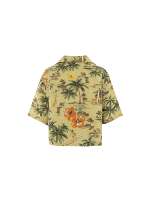 Hawaii Printed Silk Bowling Shirt-MIU MIU-JOHN JULIA