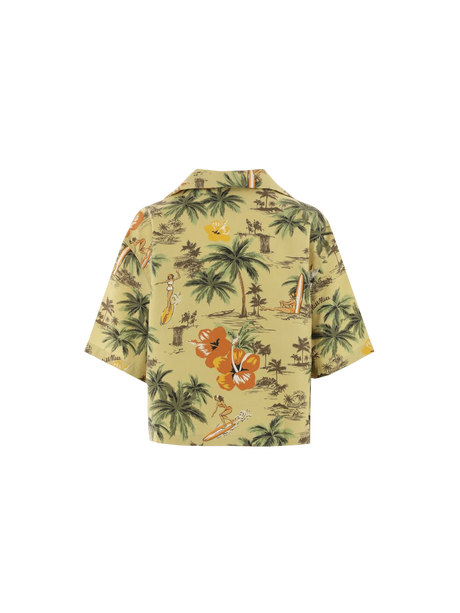 Hawaii Printed Silk Bowling Shirt-MIU MIU-JOHN JULIA