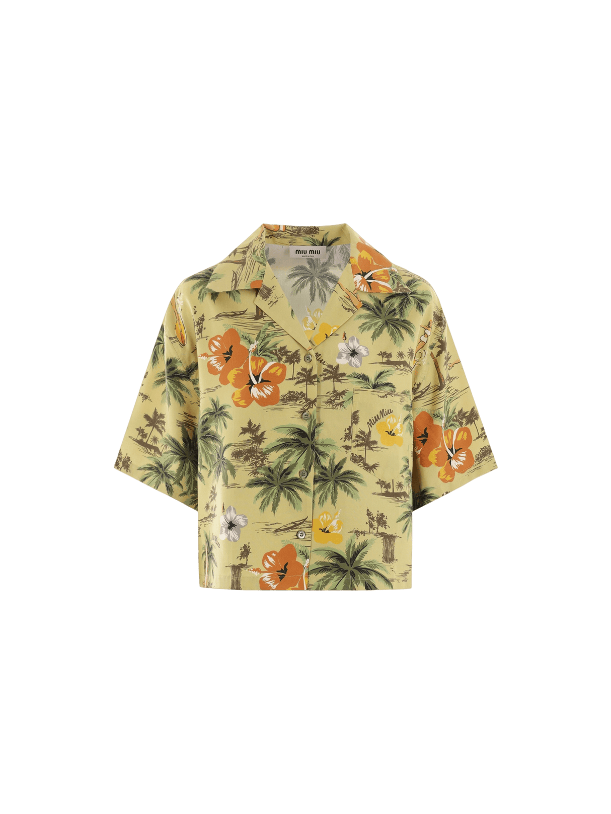 Hawaii Printed Silk Bowling Shirt-MIU MIU-JOHN JULIA