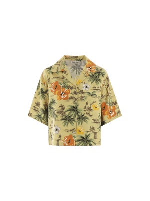 Hawaii Printed Silk Bowling Shirt-MIU MIU-JOHN JULIA