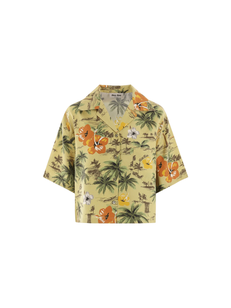 Hawaii Printed Silk Bowling Shirt-MIU MIU-JOHN JULIA