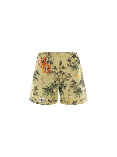 Hawaii Printed Silk Short Pants-MIU MIU-JOHN JULIA