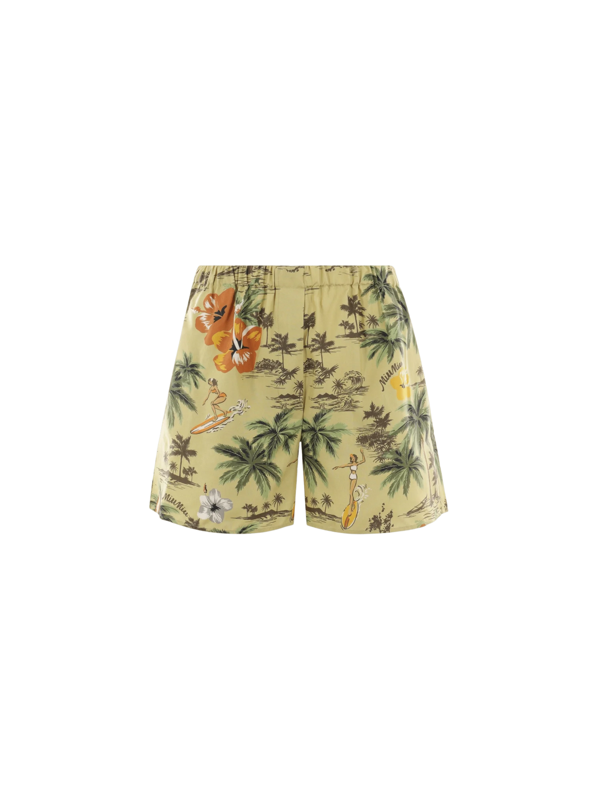 Hawaii Printed Silk Short Pants-MIU MIU-JOHN JULIA