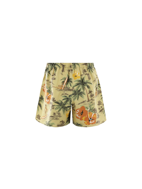 Hawaii Printed Silk Short Pants-MIU MIU-JOHN JULIA