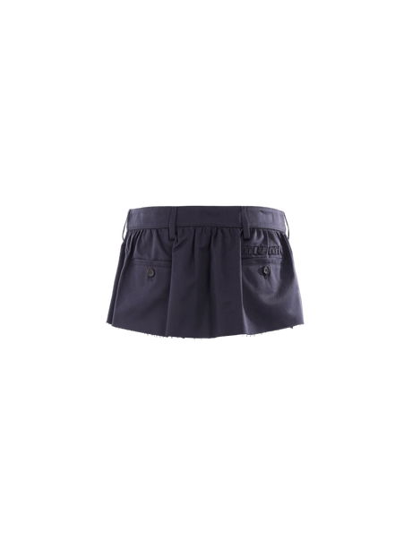 MIU MIU-Logo Patch Gabardine Miniskirt-JOHN JULIA