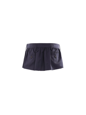 MIU MIU-Logo Patch Gabardine Miniskirt-JOHN JULIA