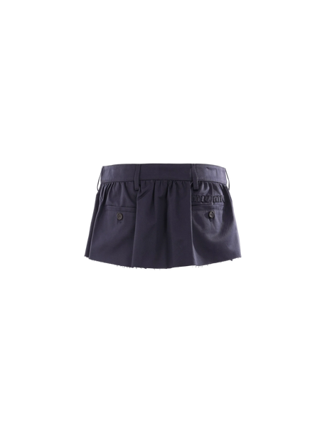 MIU MIU-Logo Patch Gabardine Miniskirt-JOHN JULIA