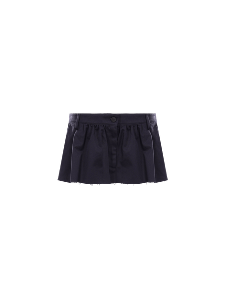 MIU MIU-Logo Patch Gabardine Miniskirt-JOHN JULIA