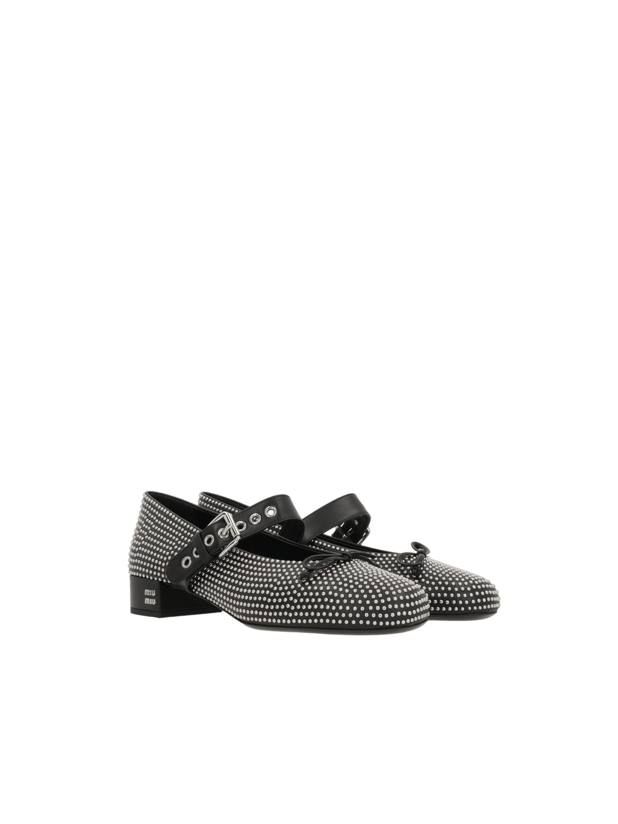 Stud Leather Ballerinas-MIU MIU-JOHN JULIA