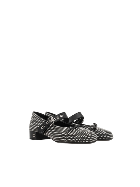 Stud Leather Ballerinas-MIU MIU-JOHN JULIA