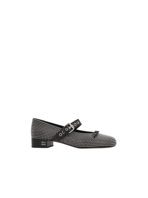 Stud Leather Ballerinas-MIU MIU-JOHN JULIA