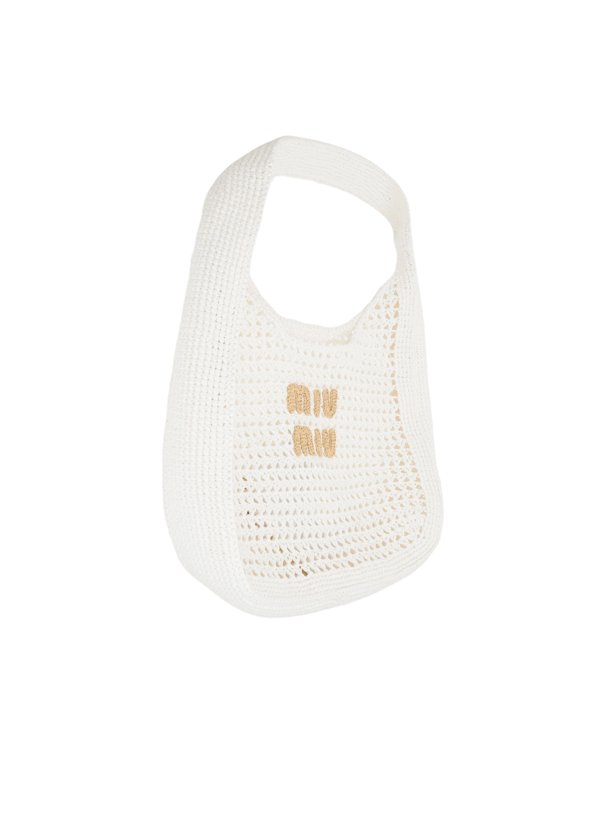 Synthetic Raffia Logo Patch Hobo Bag-MIU MIU-JOHN JULIA