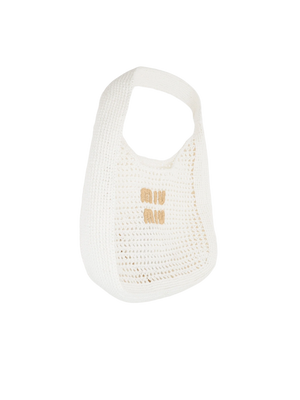 Synthetic Raffia Logo Patch Hobo Bag-MIU MIU-JOHN JULIA