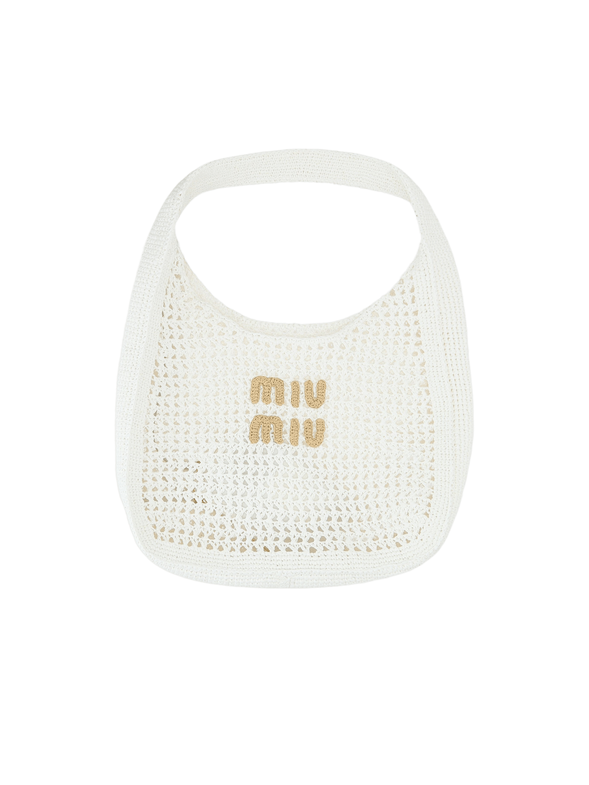 Synthetic Raffia Logo Patch Hobo Bag-MIU MIU-JOHN JULIA