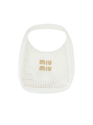 Synthetic Raffia Logo Patch Hobo Bag-MIU MIU-JOHN JULIA