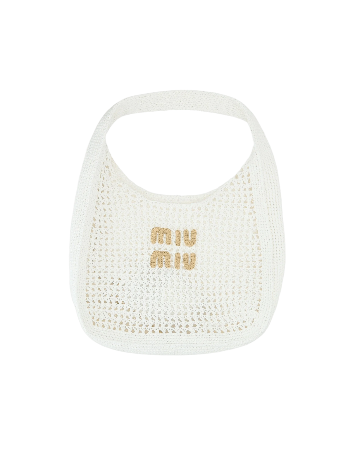 Synthetic Raffia Logo Patch Hobo Bag-MIU MIU-JOHN JULIA