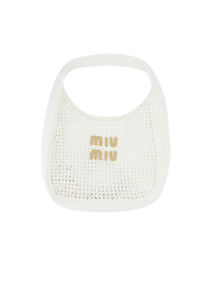 Synthetic Raffia Logo Patch Hobo Bag-MIU MIU-JOHN JULIA