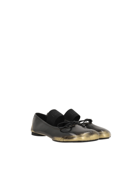 Anatomic Shiny Leather Ballerinas-MM6 MAISON MARGIELA-JOHN JULIA