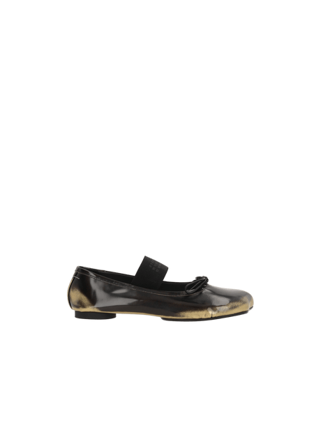 Anatomic Shiny Leather Ballerinas-MM6 MAISON MARGIELA-JOHN JULIA