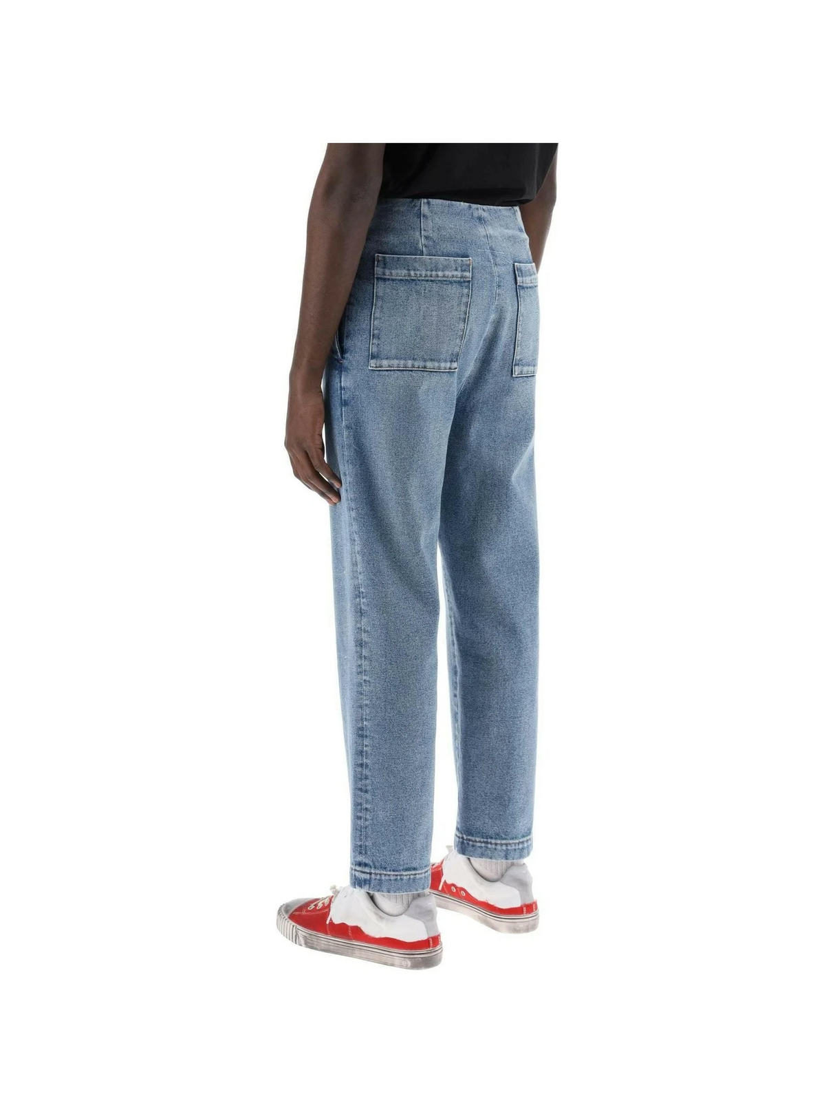 Blue Cotton Straight-Leg No Waistband Jeans MM6 MAISON MARGIELA JOHN JULIA.