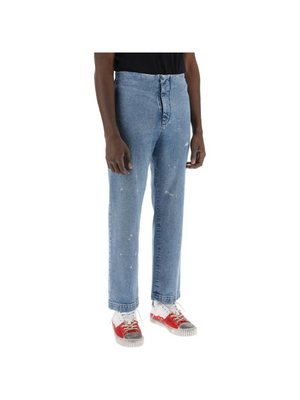 Blue Cotton Straight-Leg No Waistband Jeans MM6 MAISON MARGIELA JOHN JULIA.