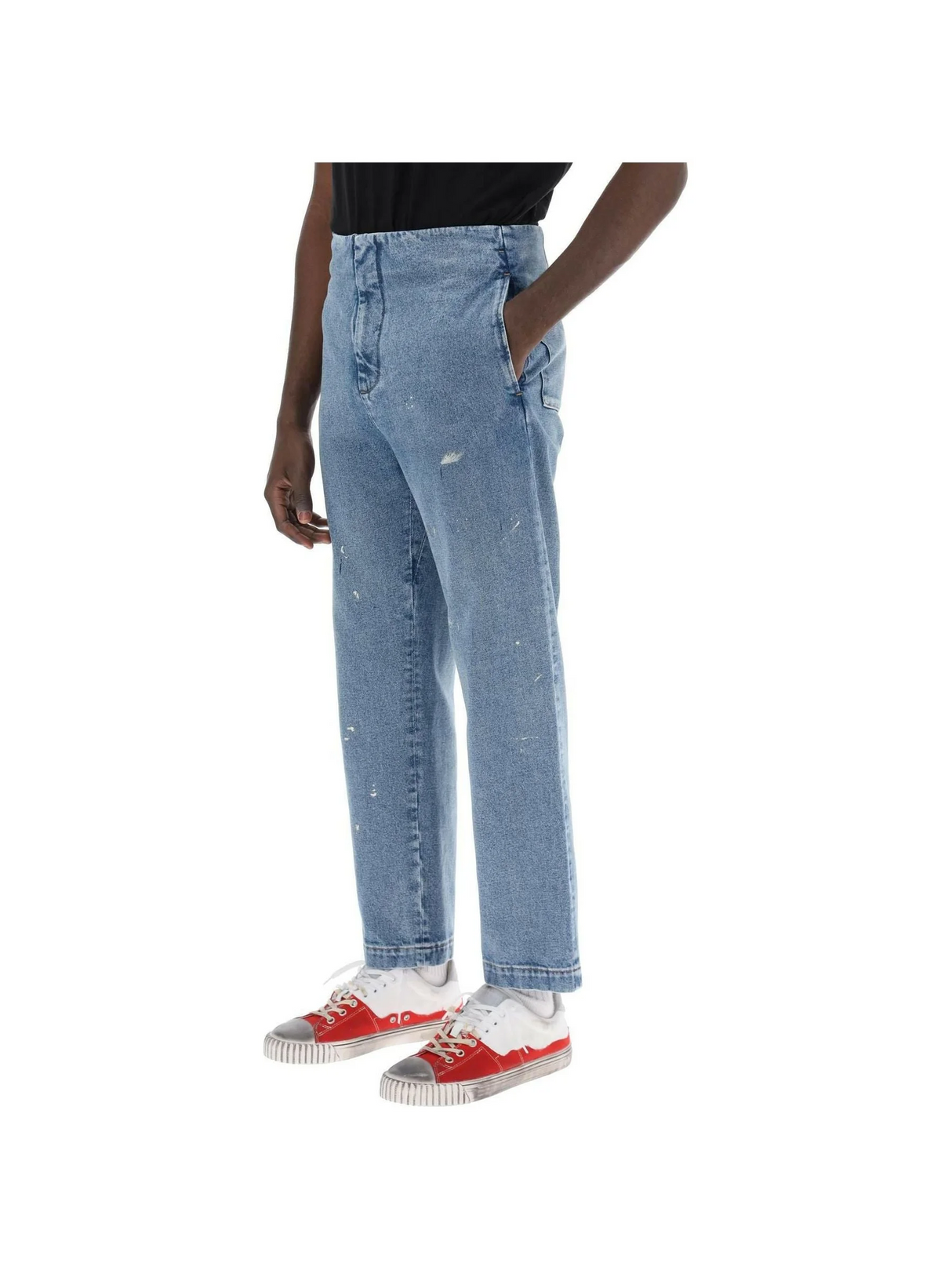 Blue Cotton Straight-Leg No Waistband Jeans MM6 MAISON MARGIELA JOHN JULIA.