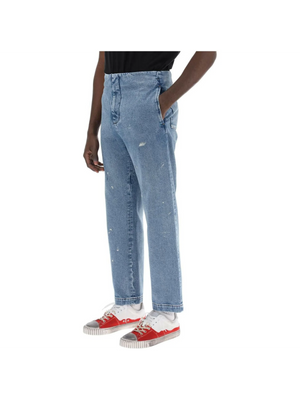 Blue Cotton Straight-Leg No Waistband Jeans MM6 MAISON MARGIELA JOHN JULIA.