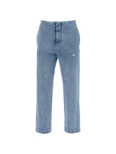 Blue Cotton Straight-Leg No Waistband Jeans MM6 MAISON MARGIELA JOHN JULIA.