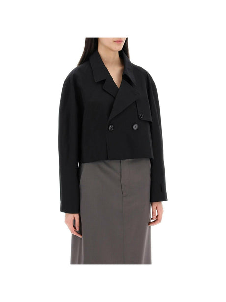 Cropped Cotton Gabardine Trench Jacket.