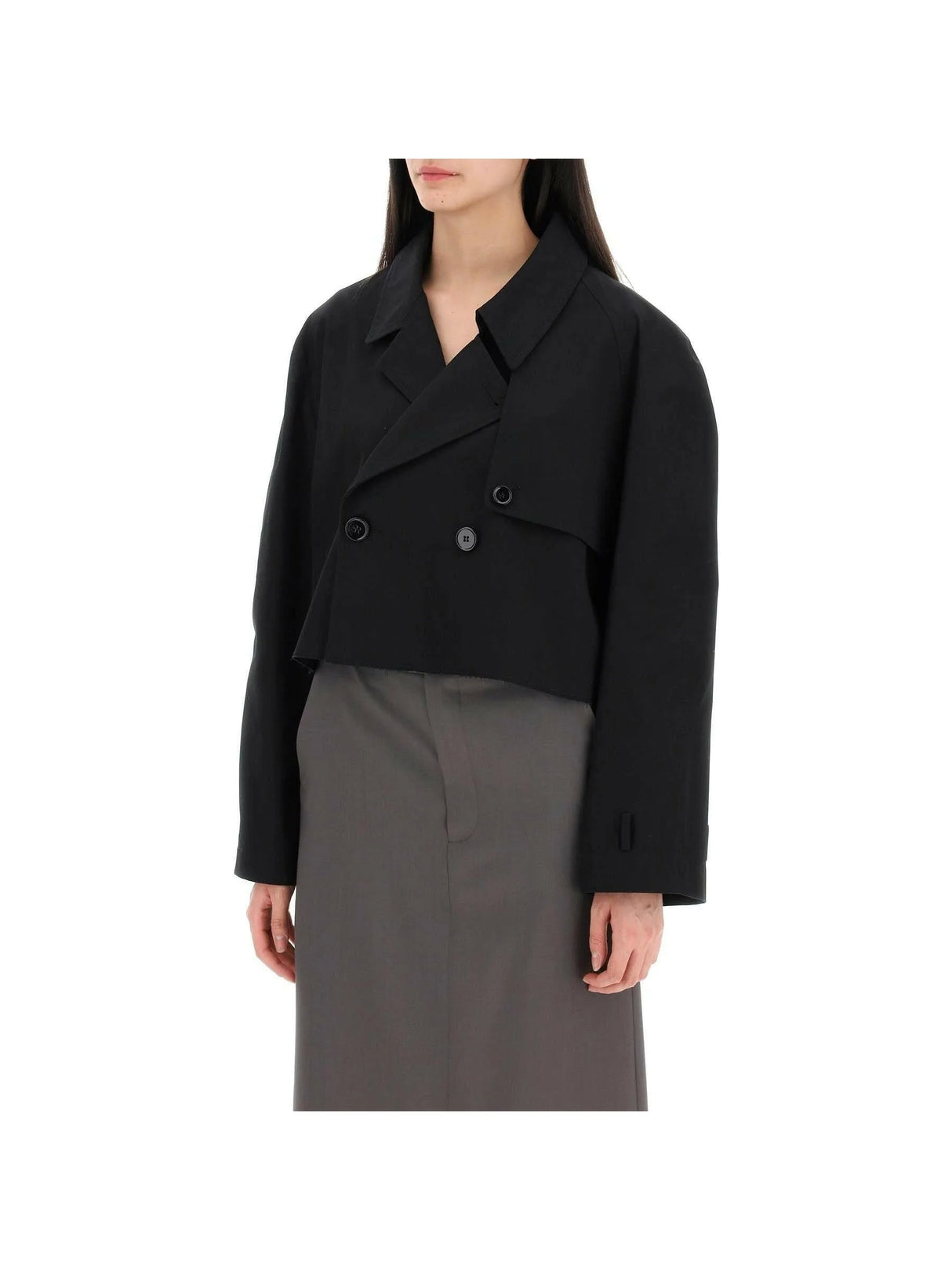 Cropped Cotton Gabardine Trench Jacket.