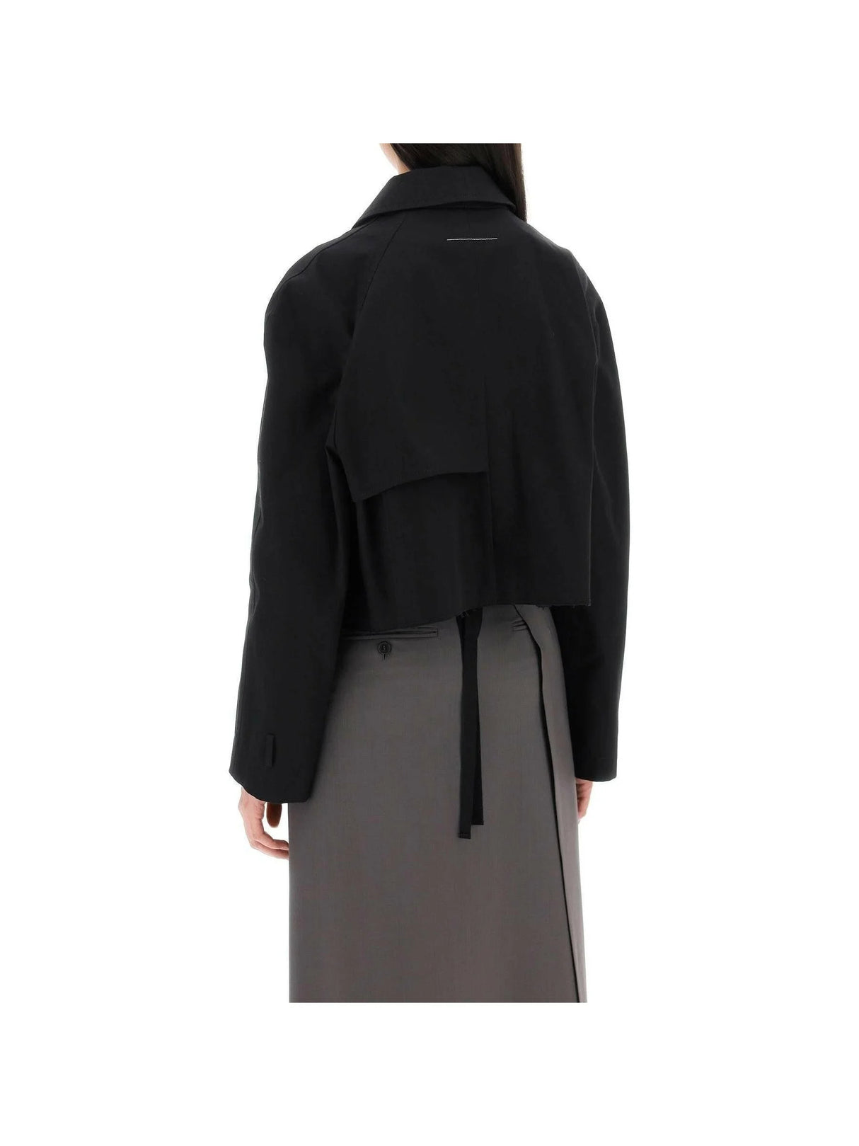 Cropped Cotton Gabardine Trench Jacket.