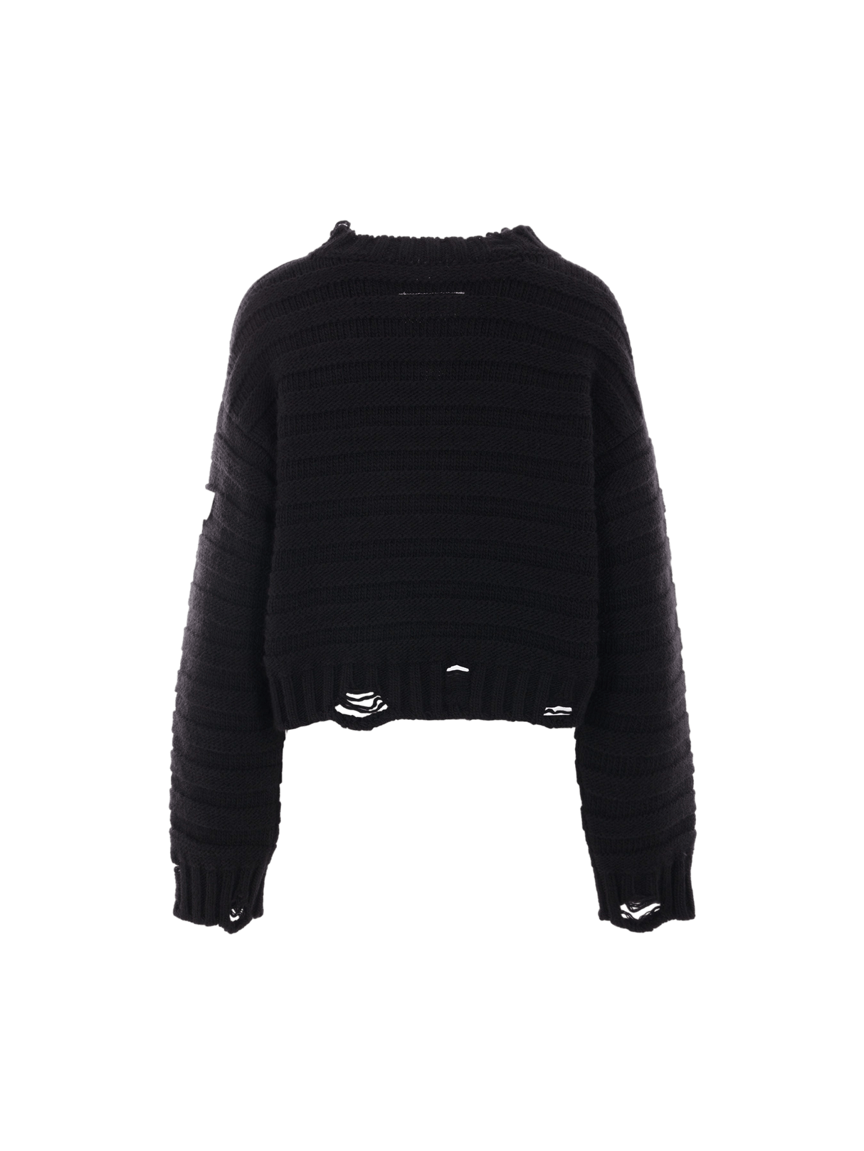 Distressed Wool Blend Cropped Sweater-MM6 MAISON MARGIELA-JOHN JULIA