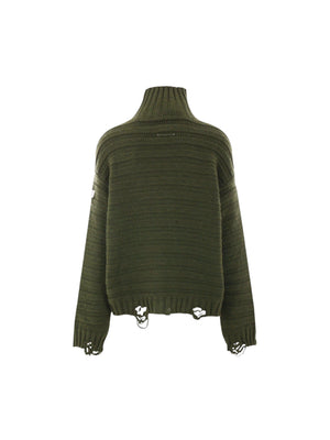 Distressed Wool Blend Sweater-MM6 MAISON MARGIELA-JOHN JULIA