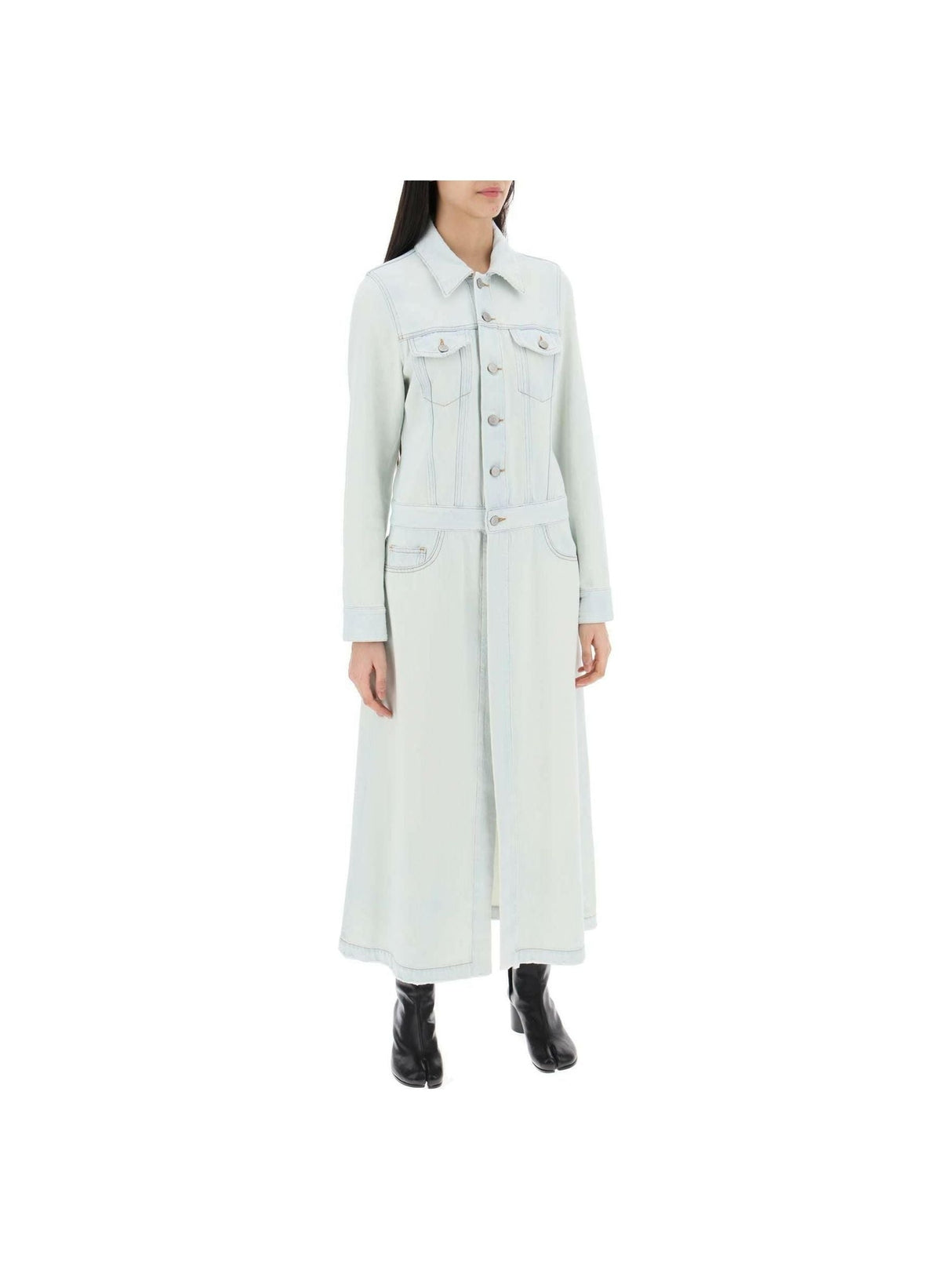 Light Blue Faded Denim Coat MM6 MAISON MARGIELA JOHN JULIA.