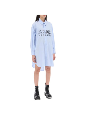 MM6 MAISON MARGIELA-Numeric Logo Poplin Shirt Dress-JOHN JULIA